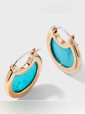 Pamela Love Mojave Hoop Earrings in Turquoise and Gold